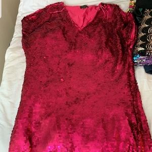 Hot pink sequin dress